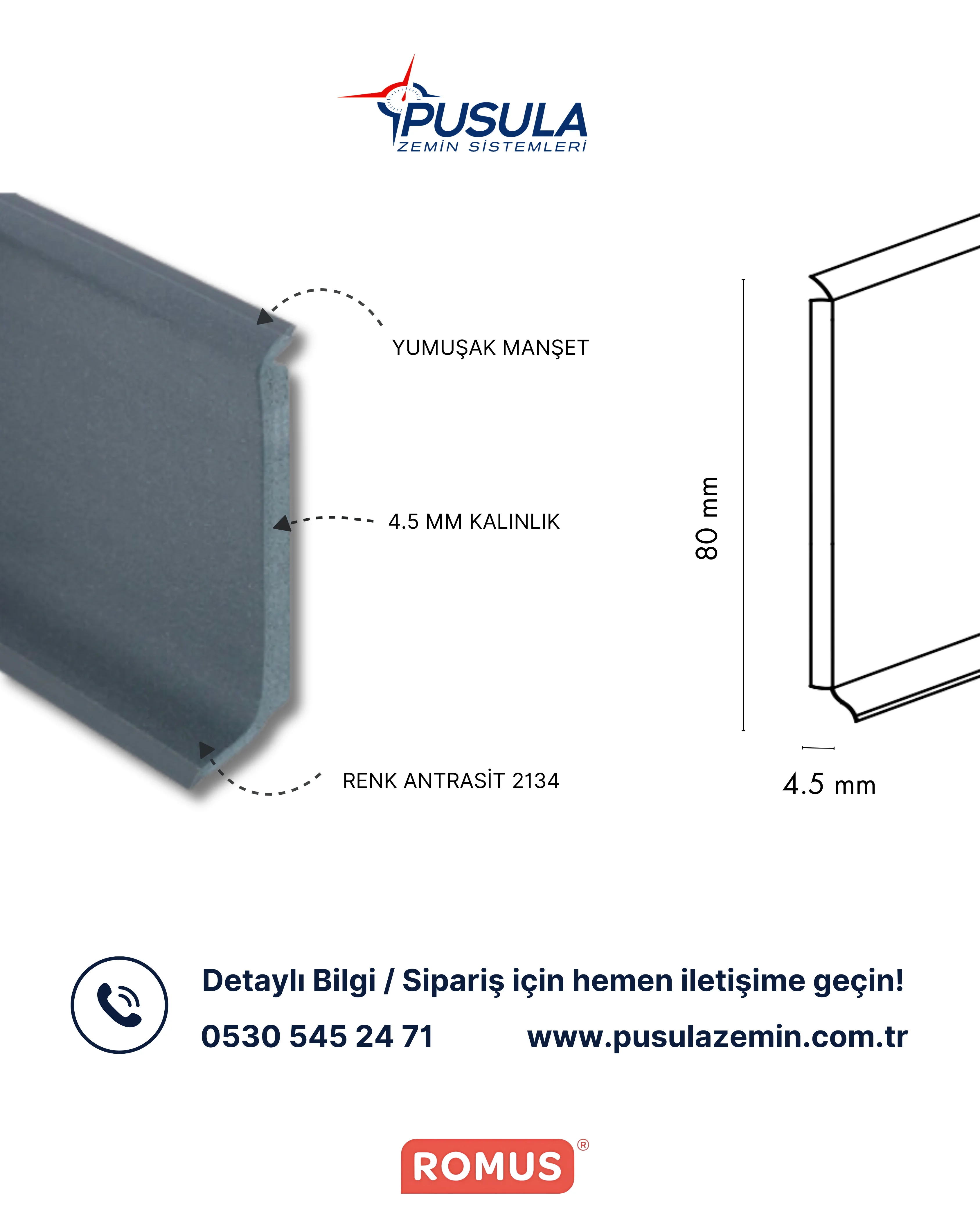 Romuflex Süpürgelik 80 mm - 2134